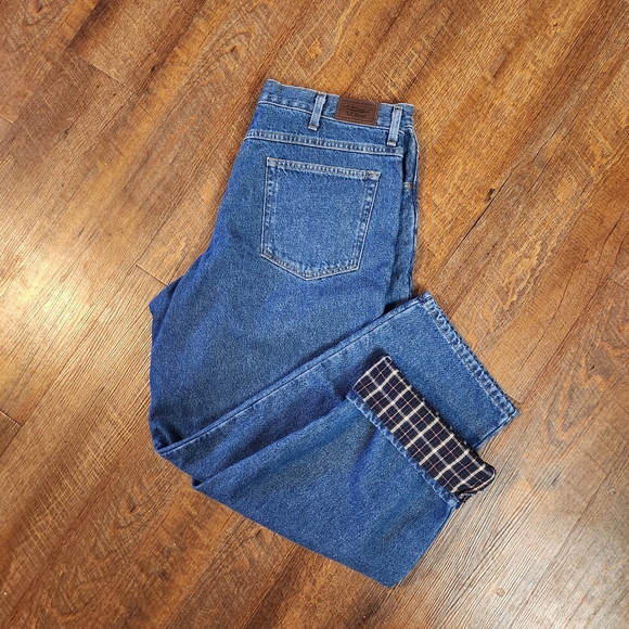 L.L. Bean Flannel Lined 38x30 Relaxed Fit Jeans Super Heavy Duty Denim VTG 1990s - Picture 1 of 10